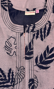 Peach/Blue Leafy Spun Nighty. Flowy Spun Fabric | Laces and Frills