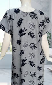 Navy Blue Leafy Spun Nighty. Flowy Spun Fabric | Laces and Frills