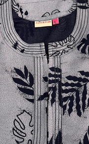 Navy Blue Leafy Spun Nighty. Flowy Spun Fabric | Laces and Frills