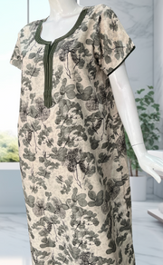 Green Garden Spun Nighty. Flowy Spun Fabric | Laces and Frills