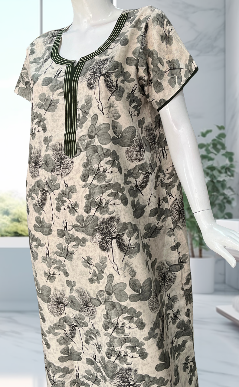 Green Garden Spun Nighty. Flowy Spun Fabric | Laces and Frills