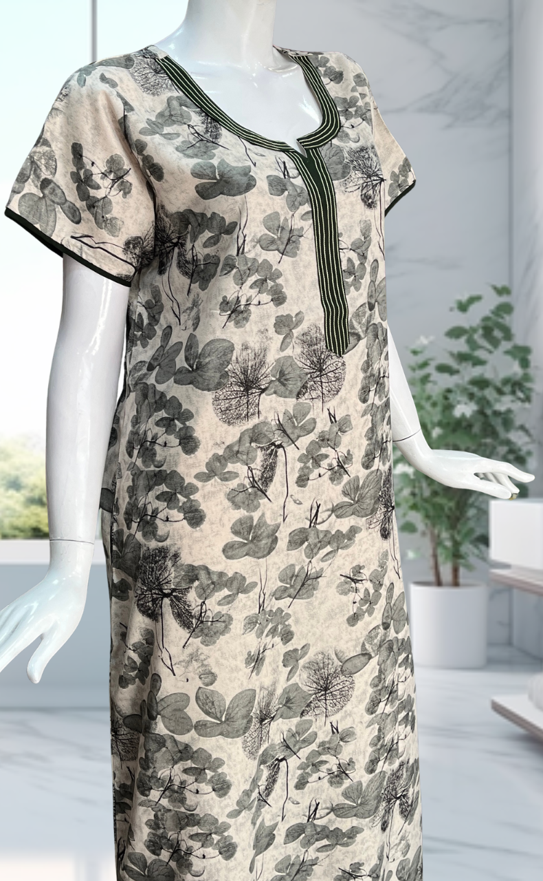 Green Garden Spun Nighty. Flowy Spun Fabric | Laces and Frills