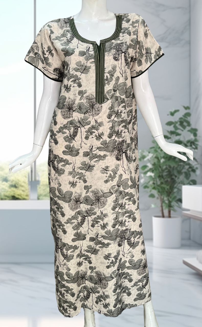 Green Garden Spun Nighty. Flowy Spun Fabric | Laces and Frills