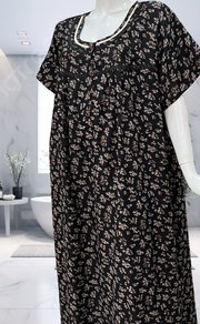 Black Garden Spun  Nighty. Flowy Spun Fabric | Laces and Frills