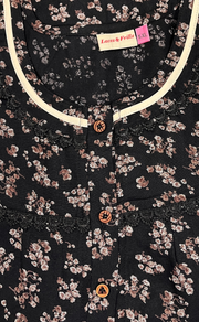 Black Garden Spun  Nighty. Flowy Spun Fabric | Laces and Frills