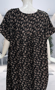 Black Garden Spun  Nighty. Flowy Spun Fabric | Laces and Frills