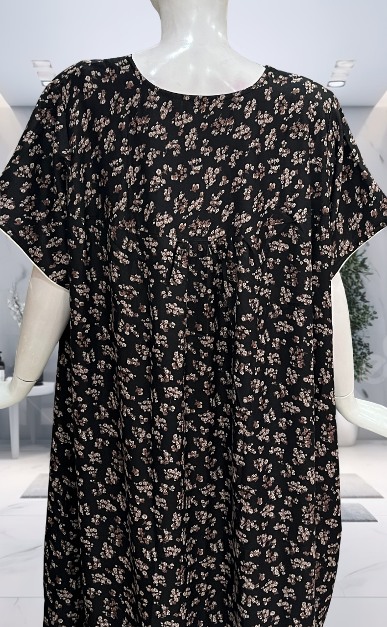 Black Garden Spun  Nighty. Flowy Spun Fabric | Laces and Frills