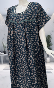 Teal Blue Garden Spun  Nighty. Flowy Spun Fabric | Laces and Frills