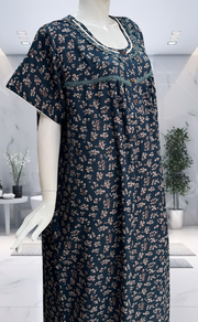 Teal Blue Garden Spun  Nighty. Flowy Spun Fabric | Laces and Frills