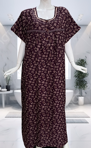 Wine Colour Garden Spun  Nighty. Flowy Spun Fabric | Laces and Frills