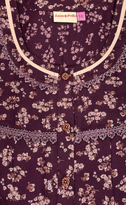 Wine Colour Garden Spun  Nighty. Flowy Spun Fabric | Laces and Frills