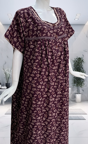 Wine Colour Garden Spun  Nighty. Flowy Spun Fabric | Laces and Frills