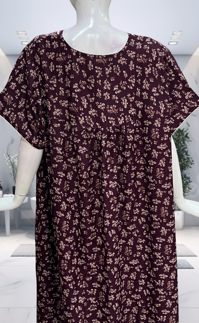 Wine Colour Garden Spun  Nighty. Flowy Spun Fabric | Laces and Frills