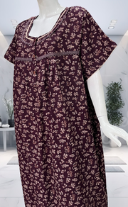 Wine Colour Garden Spun  Nighty. Flowy Spun Fabric | Laces and Frills