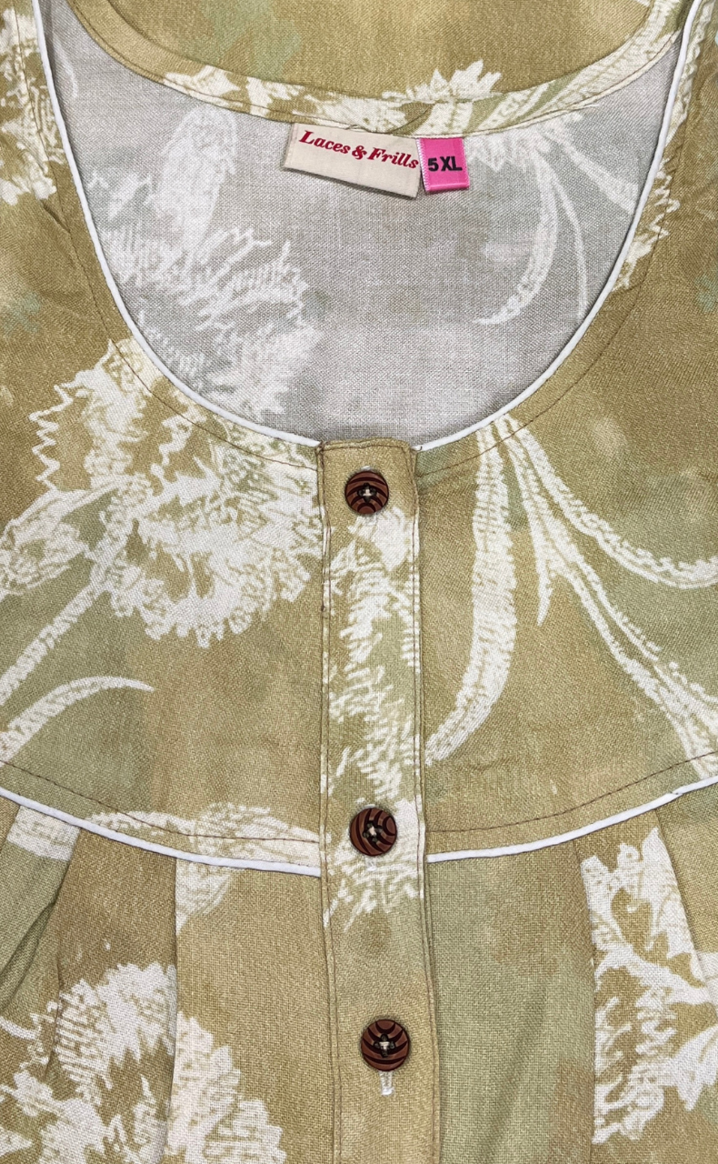 Beige Floral Spun  Nighty. Flowy Spun Fabric | Laces and Frills