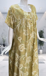 Beige Floral Spun  Nighty. Flowy Spun Fabric | Laces and Frills