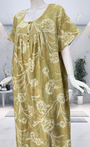 Beige Floral Spun  Nighty. Flowy Spun Fabric | Laces and Frills