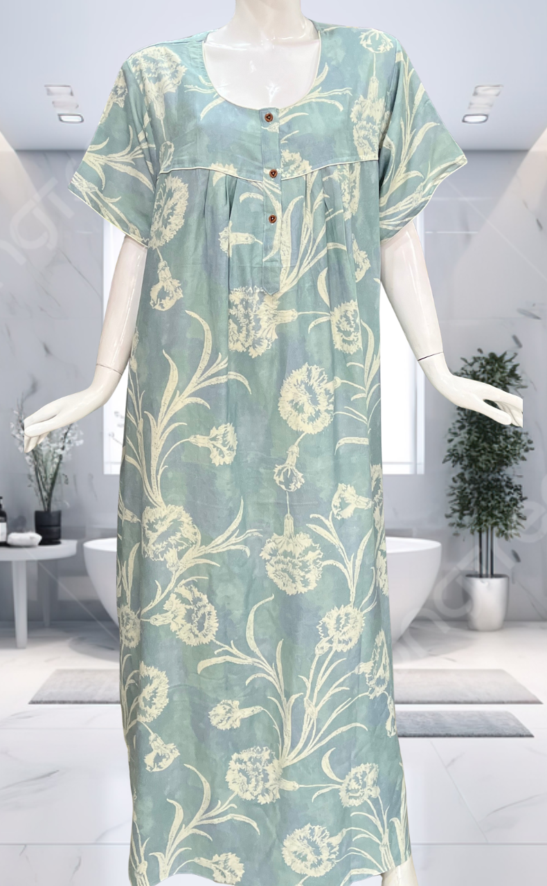 Light Blue Floral Spun  Nighty. Flowy Spun Fabric | Laces and Frills