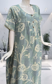 Light Blue Floral Spun  Nighty. Flowy Spun Fabric | Laces and Frills