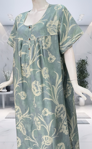 Light Blue Floral Spun  Nighty. Flowy Spun Fabric | Laces and Frills