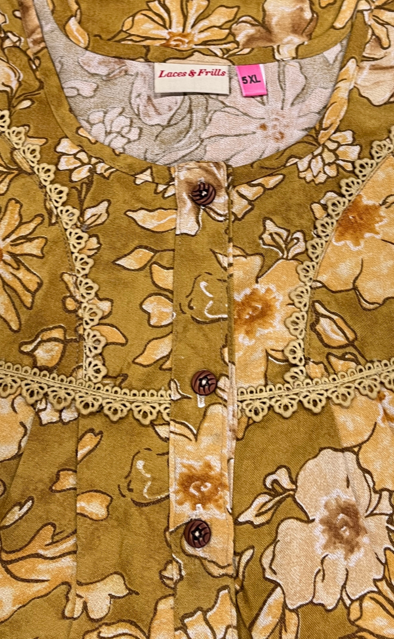 Yellow Garden Spun  Nighty. Flowy Spun Fabric | Laces and Frills