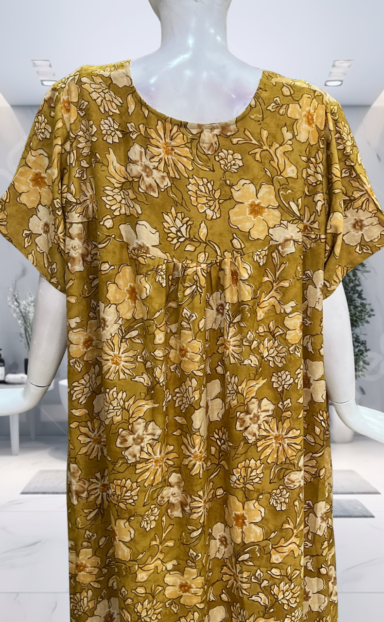 Yellow Garden Spun  Nighty. Flowy Spun Fabric | Laces and Frills