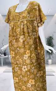 Yellow Garden Spun  Nighty. Flowy Spun Fabric | Laces and Frills