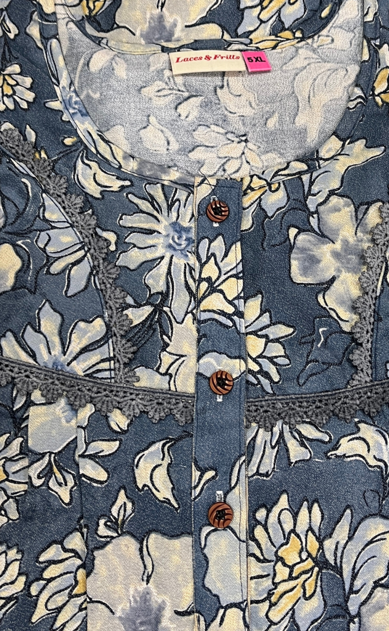 Dark Grey Garden Spun  Nighty. Flowy Spun Fabric | Laces and Frills