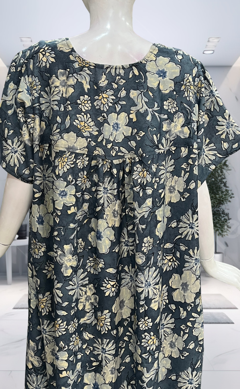 Dark Grey Garden Spun  Nighty. Flowy Spun Fabric | Laces and Frills