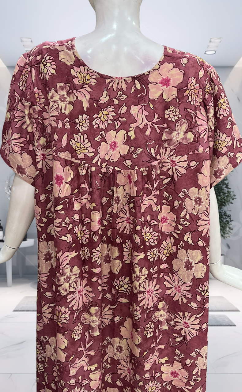 Pink Garden Spun  Nighty. Flowy Spun Fabric | Laces and Frills