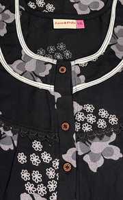 Black Floral Spun  Nighty. Flowy Spun Fabric | Laces and Frills