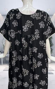 Black Floral Spun  Nighty. Flowy Spun Fabric | Laces and Frills