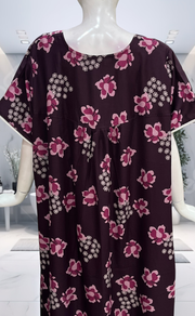 Wine Colour Floral Spun  Nighty. Flowy Spun Fabric | Laces and Frills