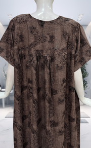 Peach/Black Digital Print Spun Nighty. Flowy Spun Fabric | Laces and Frills