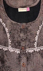 Peach/Black Digital Print Spun Nighty. Flowy Spun Fabric | Laces and Frills