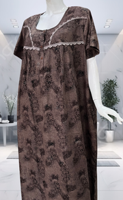 Peach/Black Digital Print Spun Nighty. Flowy Spun Fabric | Laces and Frills