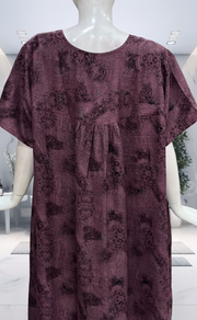 Purple/Black Digital Print Spun Nighty. Flowy Spun Fabric | Laces and Frills