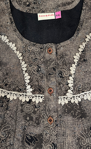 Beige/Black Digital Print Spun Nighty. Flowy Spun Fabric | Laces and Frills