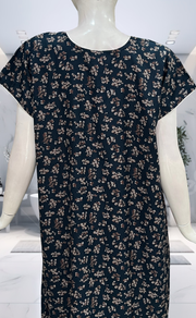 Teal Blue Tiny Floral Spun Nighty. Flowy Spun Fabric | Laces and Frills