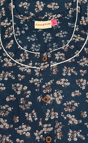 Teal Blue Tiny Floral Spun Nighty. Flowy Spun Fabric | Laces and Frills