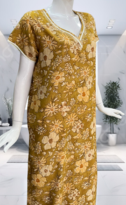 Yellow Floral Spun Nighty. Flowy Spun Fabric | Laces and Frills