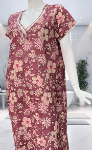 Pink Floral Spun Nighty. Flowy Spun Fabric | Laces and Frills