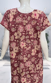 Pink Floral Spun Nighty. Flowy Spun Fabric | Laces and Frills