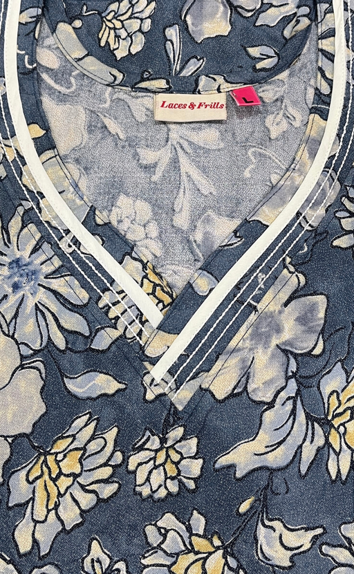 Dark Grey Floral Spun Nighty. Flowy Spun Fabric | Laces and Frills