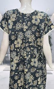 Dark Grey Floral Spun Nighty. Flowy Spun Fabric | Laces and Frills