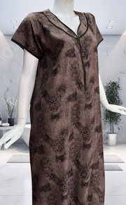 Peach/Black Digital Print Spun Nighty. Flowy Spun Fabric | Laces and Frills