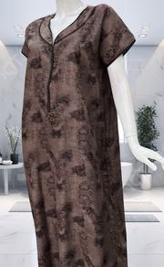 Peach/Black Digital Print Spun Nighty. Flowy Spun Fabric | Laces and Frills