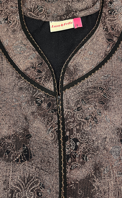 Peach/Black Digital Print Spun Nighty. Flowy Spun Fabric | Laces and Frills