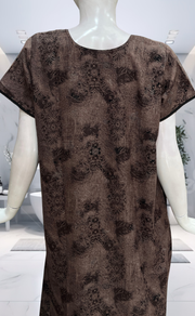 Peach/Black Digital Print Spun Nighty. Flowy Spun Fabric | Laces and Frills