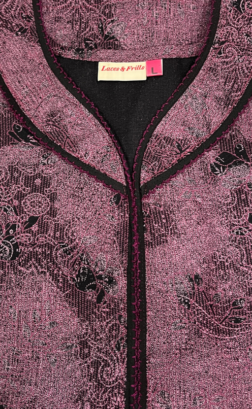 Purple/Black Digital Print Spun Nighty. Flowy Spun Fabric | Laces and Frills